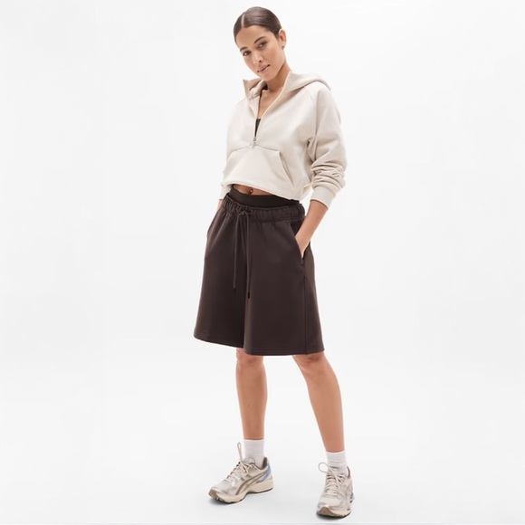 NWT Athleta Forever Fleece 1/2 Zip Hoodie in color Bone - Picture 2 of 7